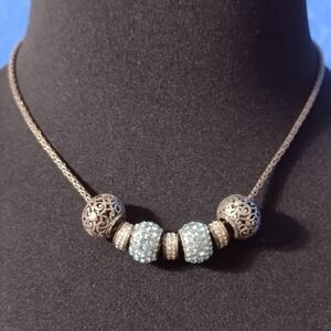 BRIGHTON Silver Plated ABC Barrel Slide Necklace with Beads and Spacers 18 Inch